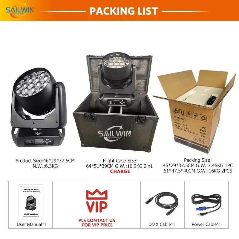 19x15w wash moving head zoom luces - Фотография_3