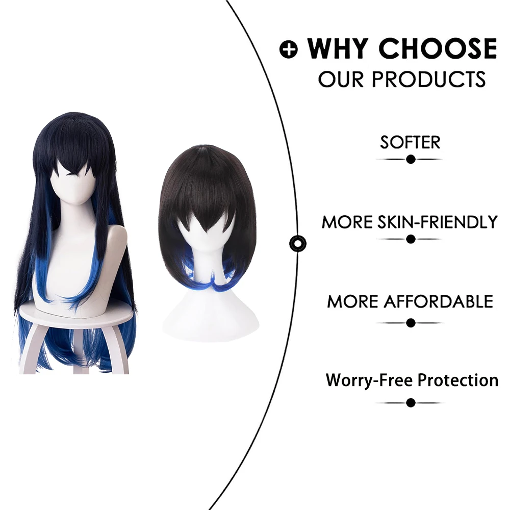 Аниме demon slaye hashibira inosuke ‌   синтетические волосы для косплея - Фотография_6