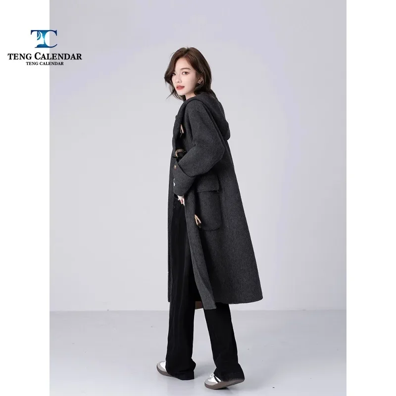 Женское шерстяное пальто с капюшоном - Фотография_2