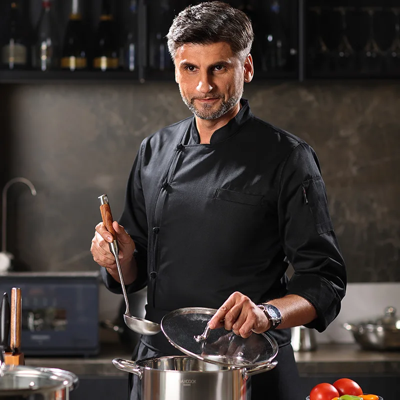 Мужское пальто шеф-повара на пуговицах с длинным рукавом - Фотография_3