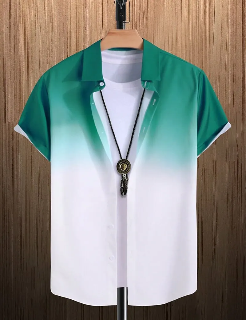 Новый простой градиентный гавайский топ с короткими рукавами - Фотография_3