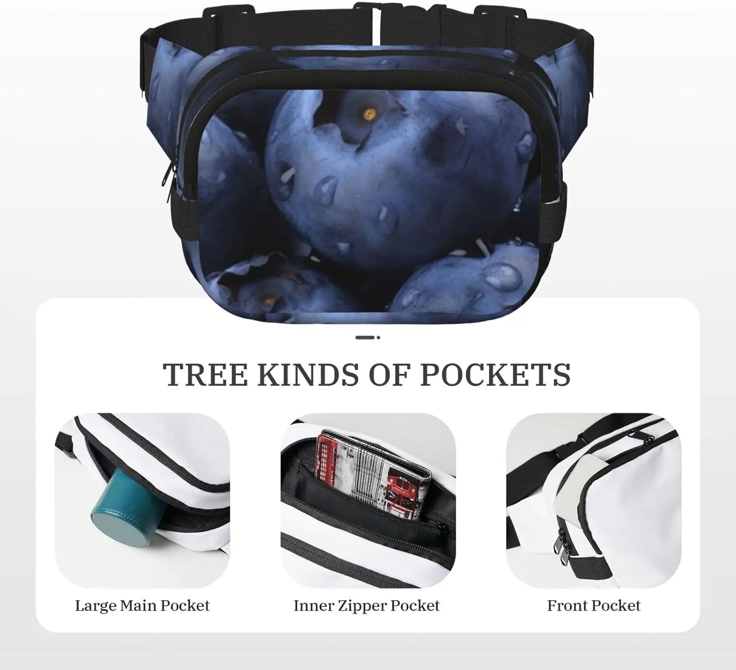 Черничные поясные сумки для мужчин и женщин - Фотография_5