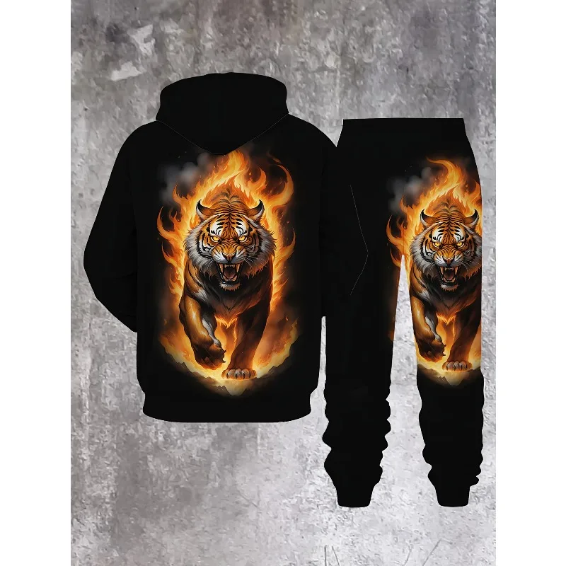 Комплект с капюшоном с 3d-принтом и мужским принтом белого тигра - Фотография_5