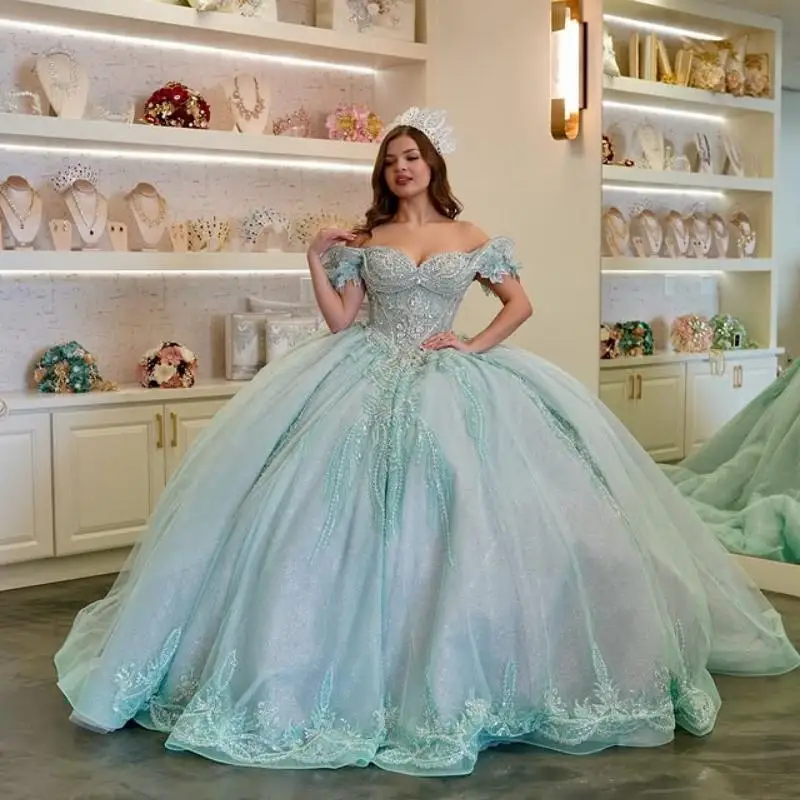Мятно-зеленое платье quinceanera - Фотография_2