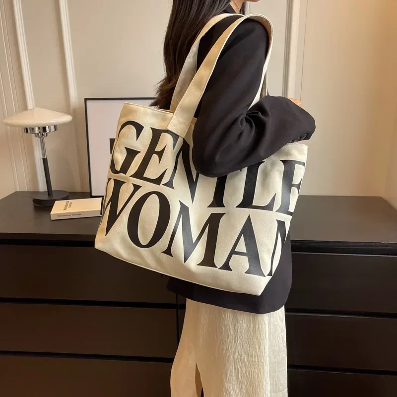 Женские холщовые сумки через плечо с надписью gentlewoman