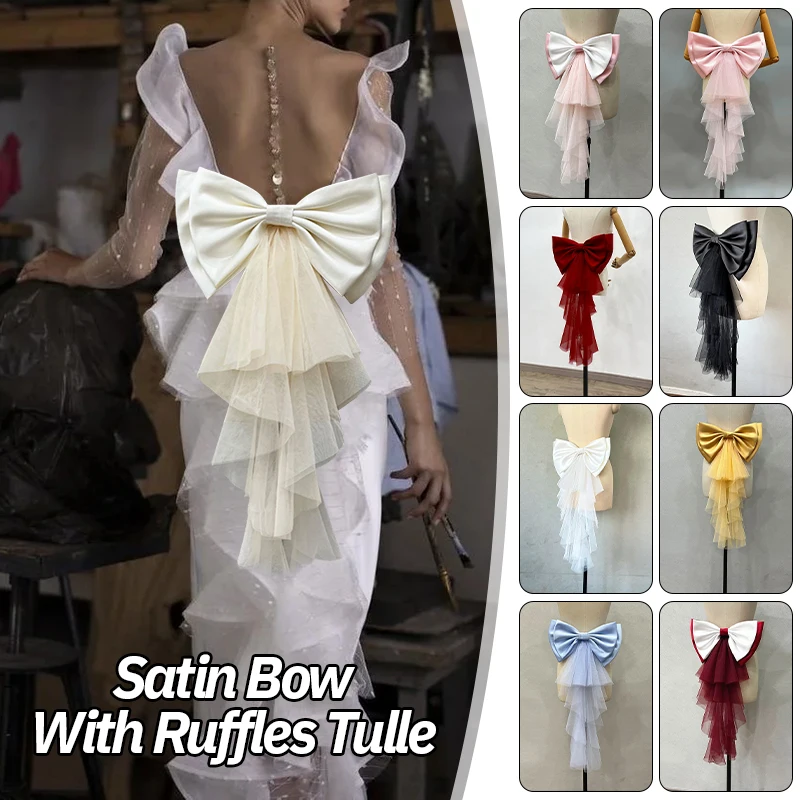 Романтический атласный свадебный бант с оборками - Фотография_5