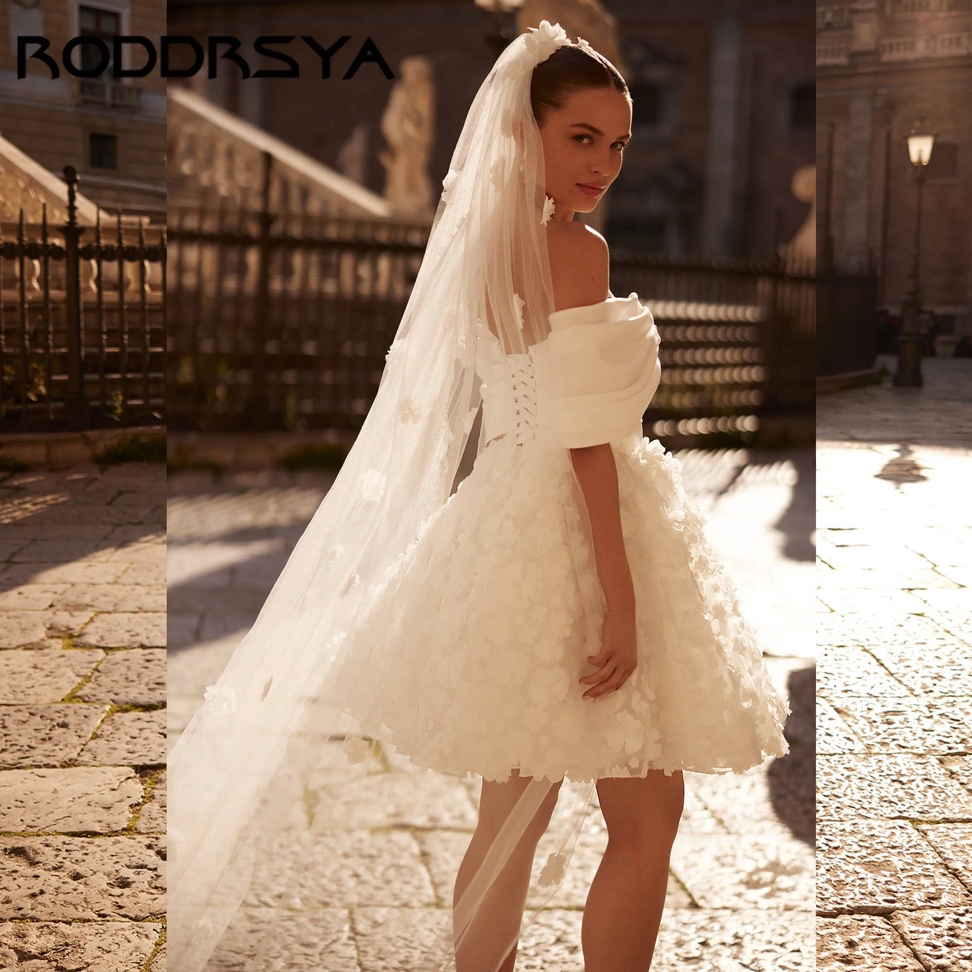Roddrsya короткое свадебное платье с 3d цветочным принтом - Фотография_6