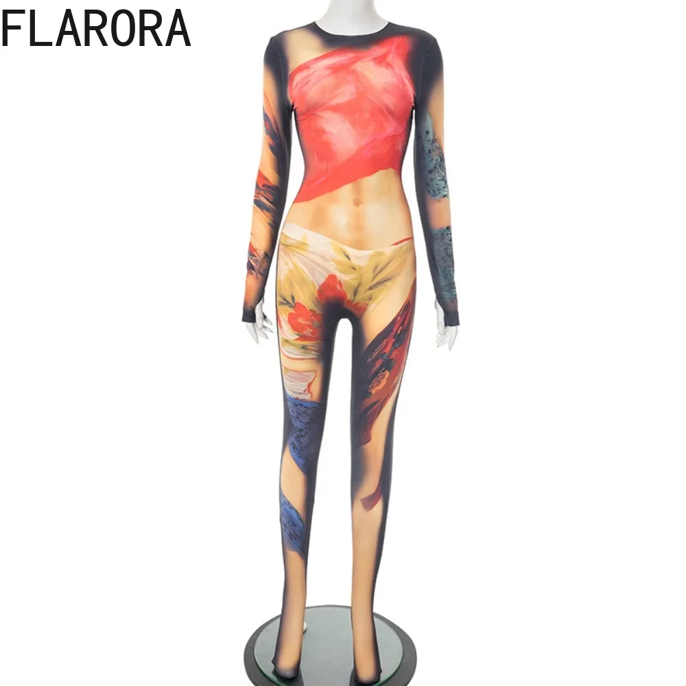 Flarora винтажные облегающие комбинезоны с ярким принтом - Фотография_4