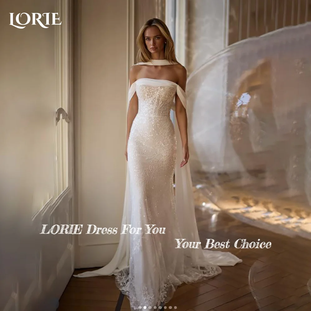 Lorie элегантные кружевные свадебные платья с аппликацией без бретелек