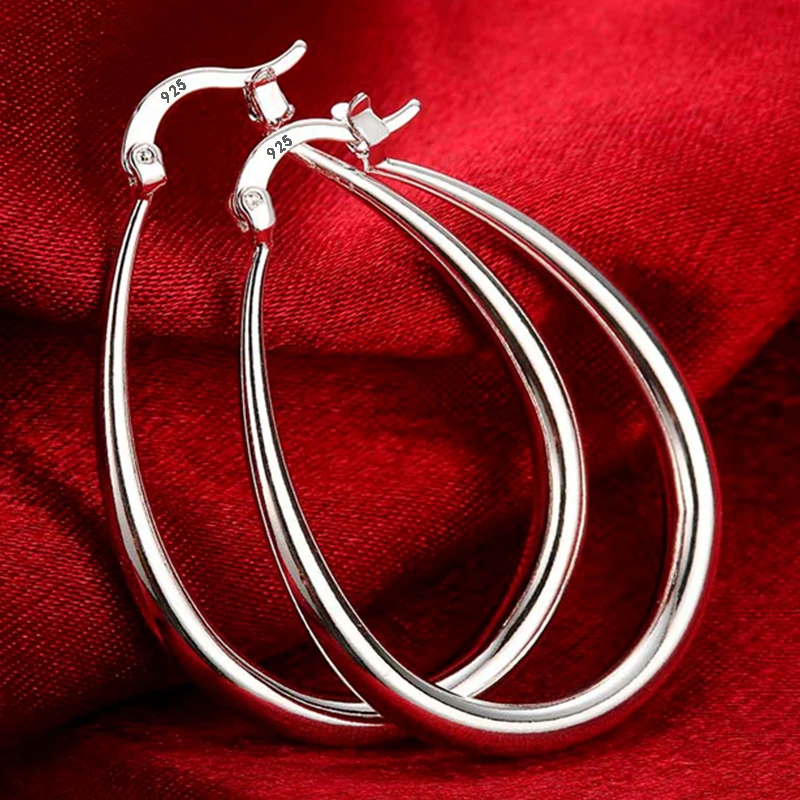Серьги-кольца из стерлингового серебра 925 пробы 41 мм