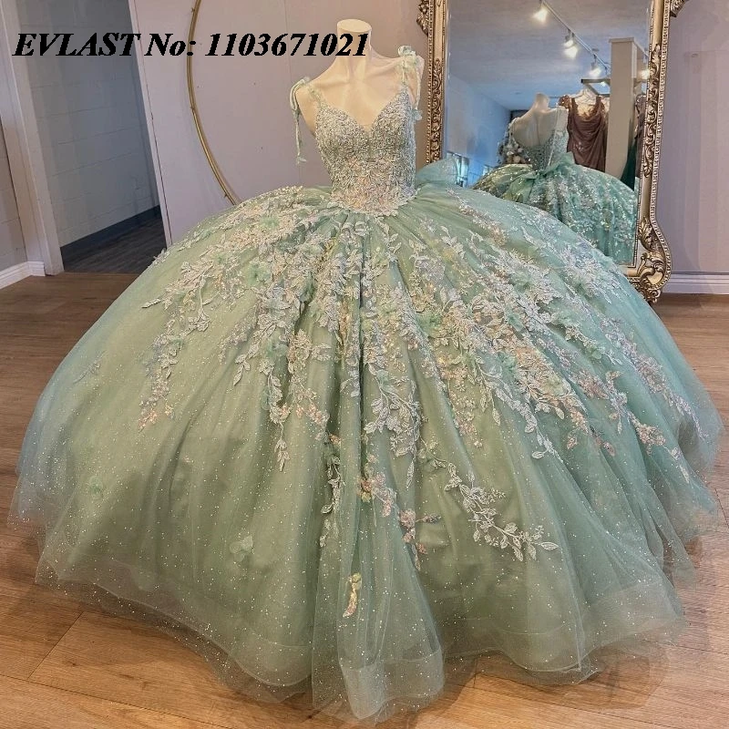 Evlast индивидуальное мятно-зеленое бальное платье quinceanera