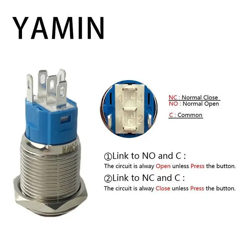 Мм металлический кнопочный переключатель с высокой головкой - Фотография_2