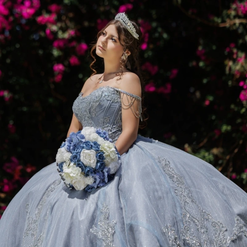 Сине-серые платья quinceanera - Фотография_4