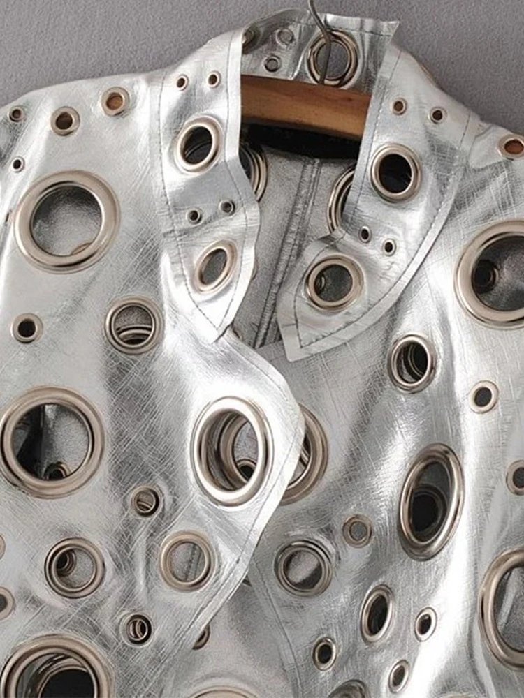 Короткая куртка из искусственной кожи с вырезами для подиума lautaro - Фотография_5