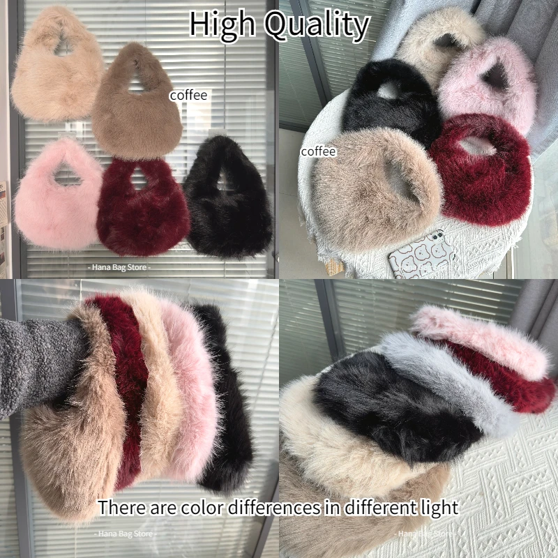 Зимние повседневные меховые сумки на плечо для женщин - Фотография_6