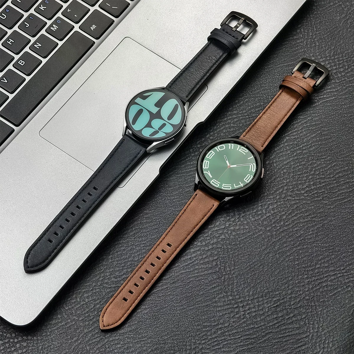 Кожаный ремешок 20 мм 22 мм для samsung galaxy watch 7/6/5/4 40 44 мм - Фотография_2
