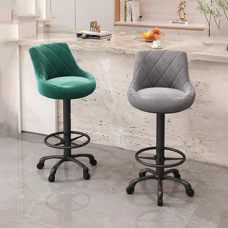 Бархатные дизайнерские барные стулья - Фотография_2