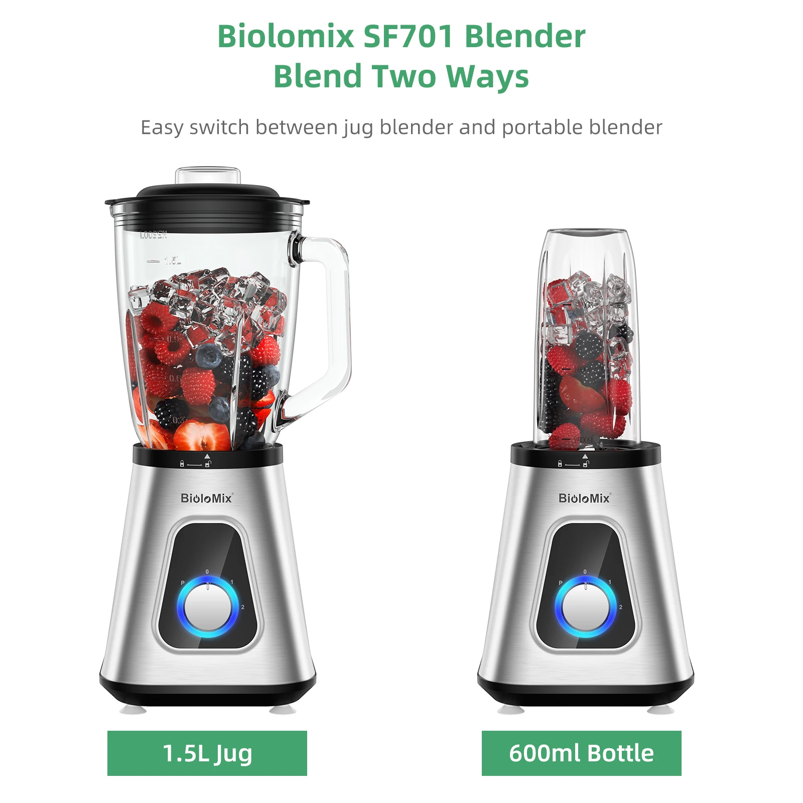 Блендер для смузи biolomix 1300 вт со стеклянной емкостью л - Фотография_4