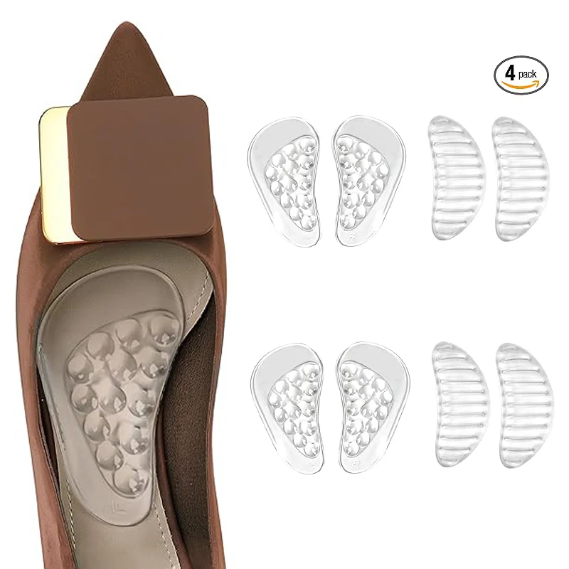 4-пара прозрачных стельок для поддержки свода стопы с плоскостопием