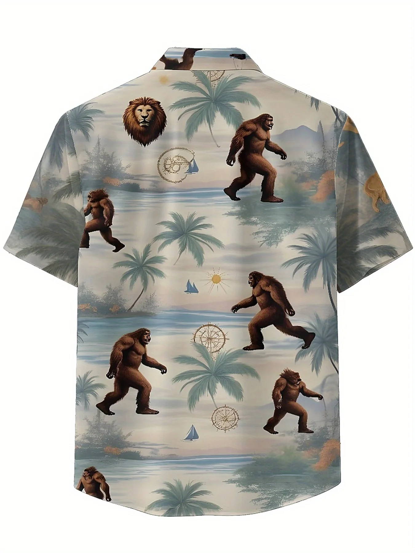 Мужские гавайские рубашки больших размеровsasquatch jungle walk pattern - Фотография_5
