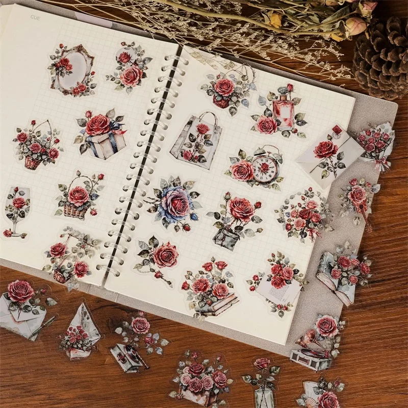 Винтажные наклейки для домашних животных с розовой розой - Фотография_2