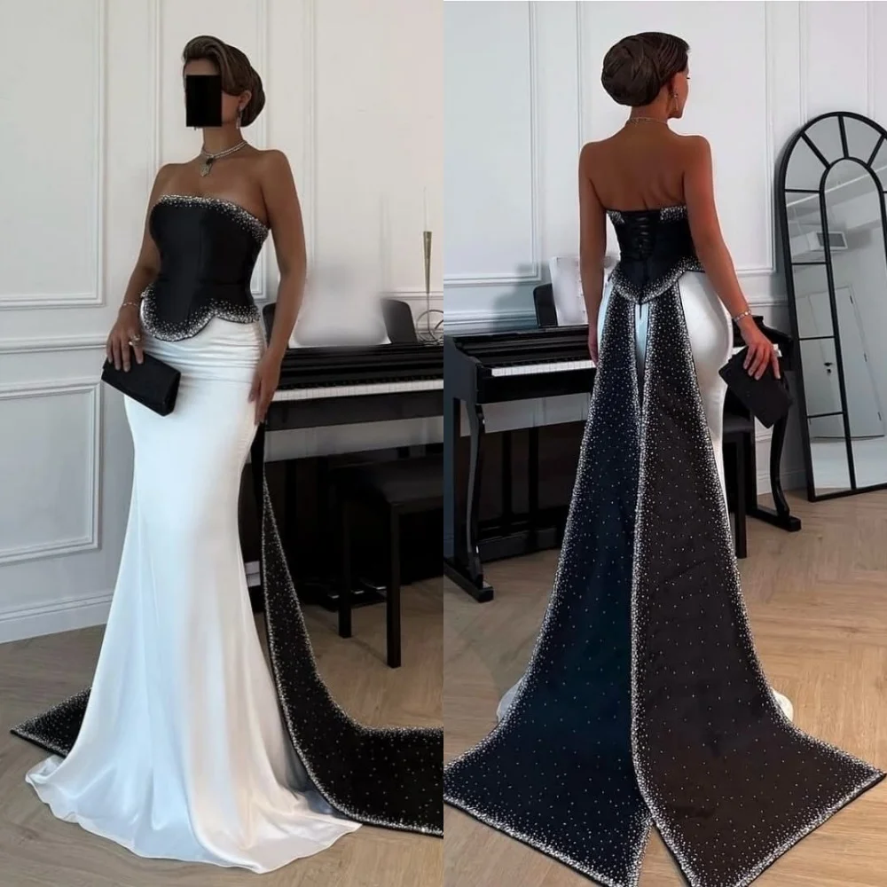 Длинные платья без бретелек charmeuse