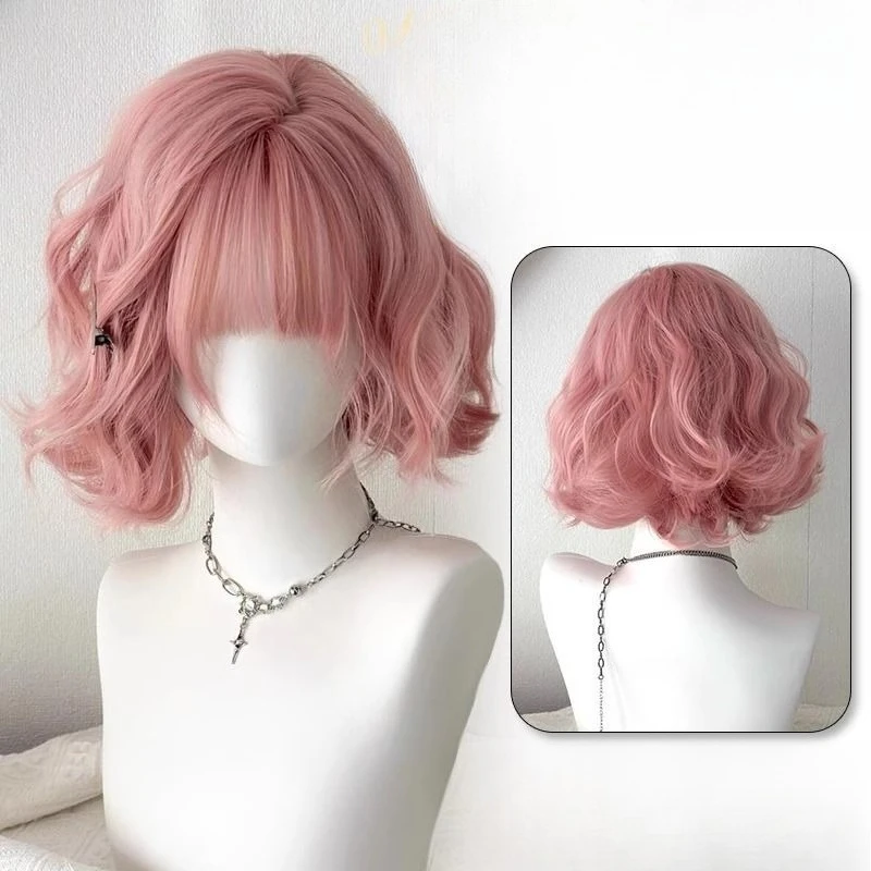 Парик розовый короткие волосы женский