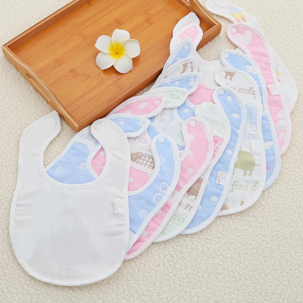 Кнопка-синие хлопковые нагрудники для слюней - Фотография_4