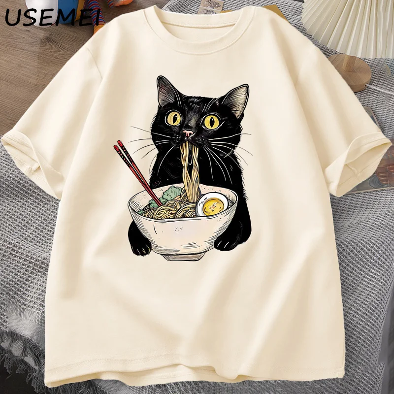 Футболка с изображением лапши ramen cat