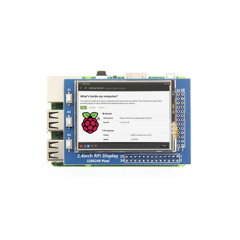 2,4 дюймовый монитор raspberry pi