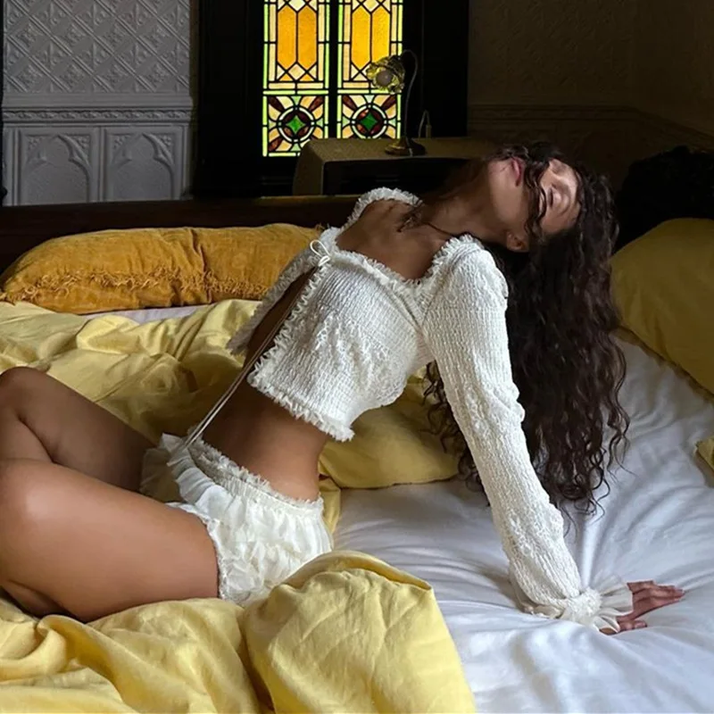 Женский трикотажный комплект y2k из двух предметов - Фотография_2