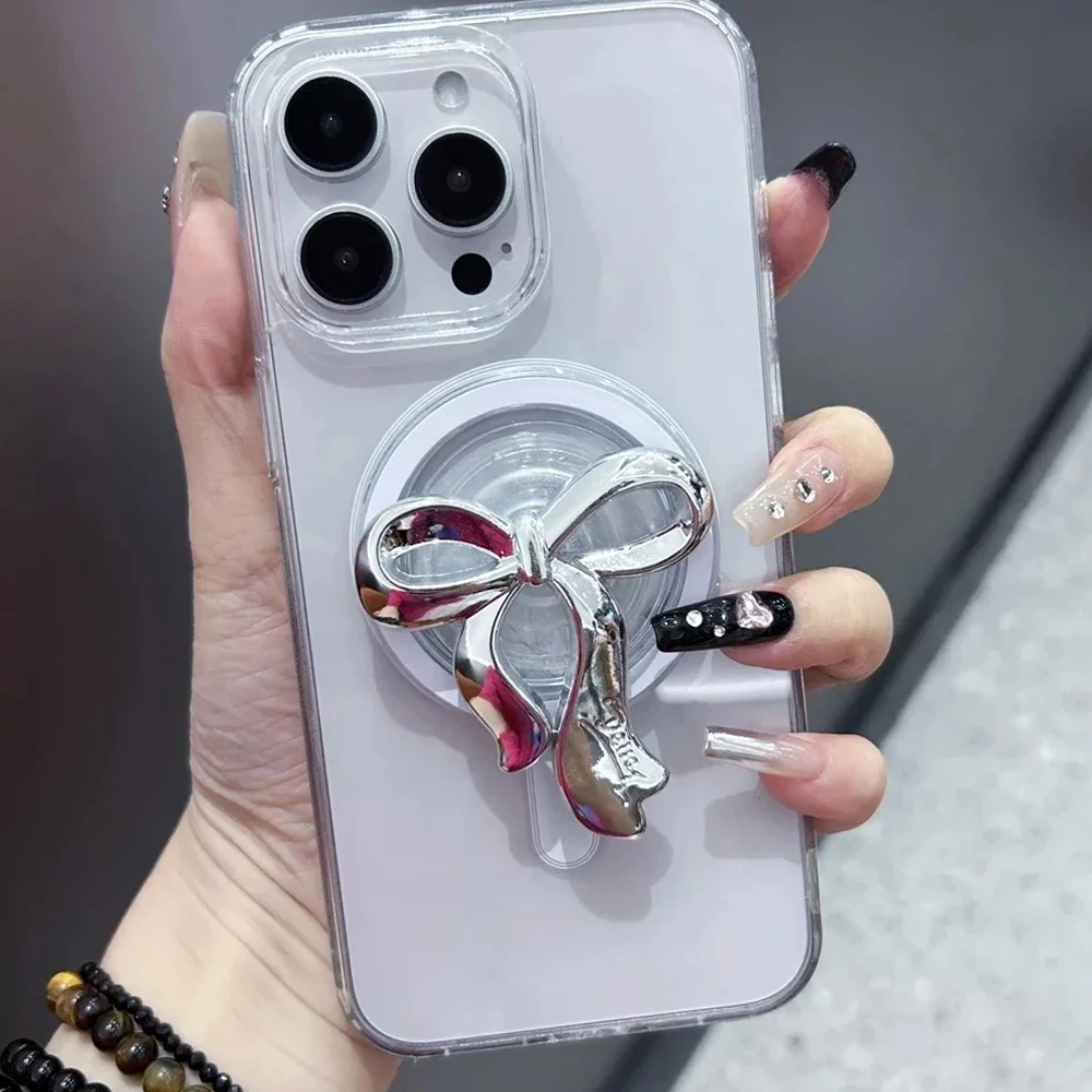 Ins корейский серебряный бант для magsafe griptok - Фотография_6