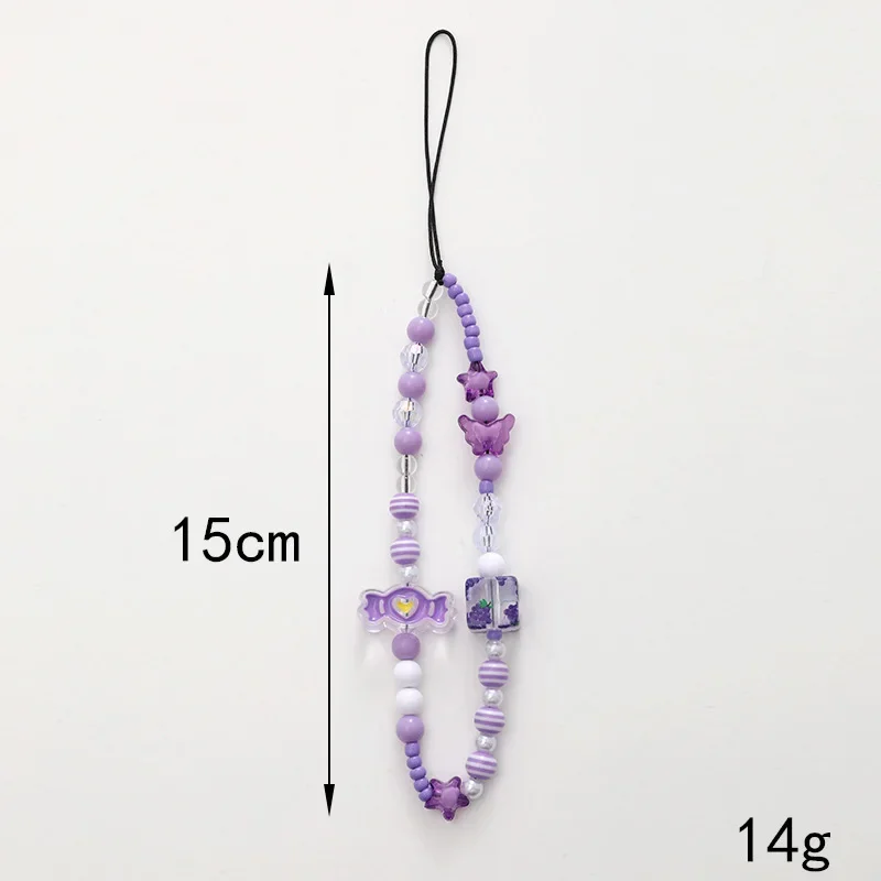 Модная подвесная цепочка для телефона с карамелками и бабочкой - Фотография_3