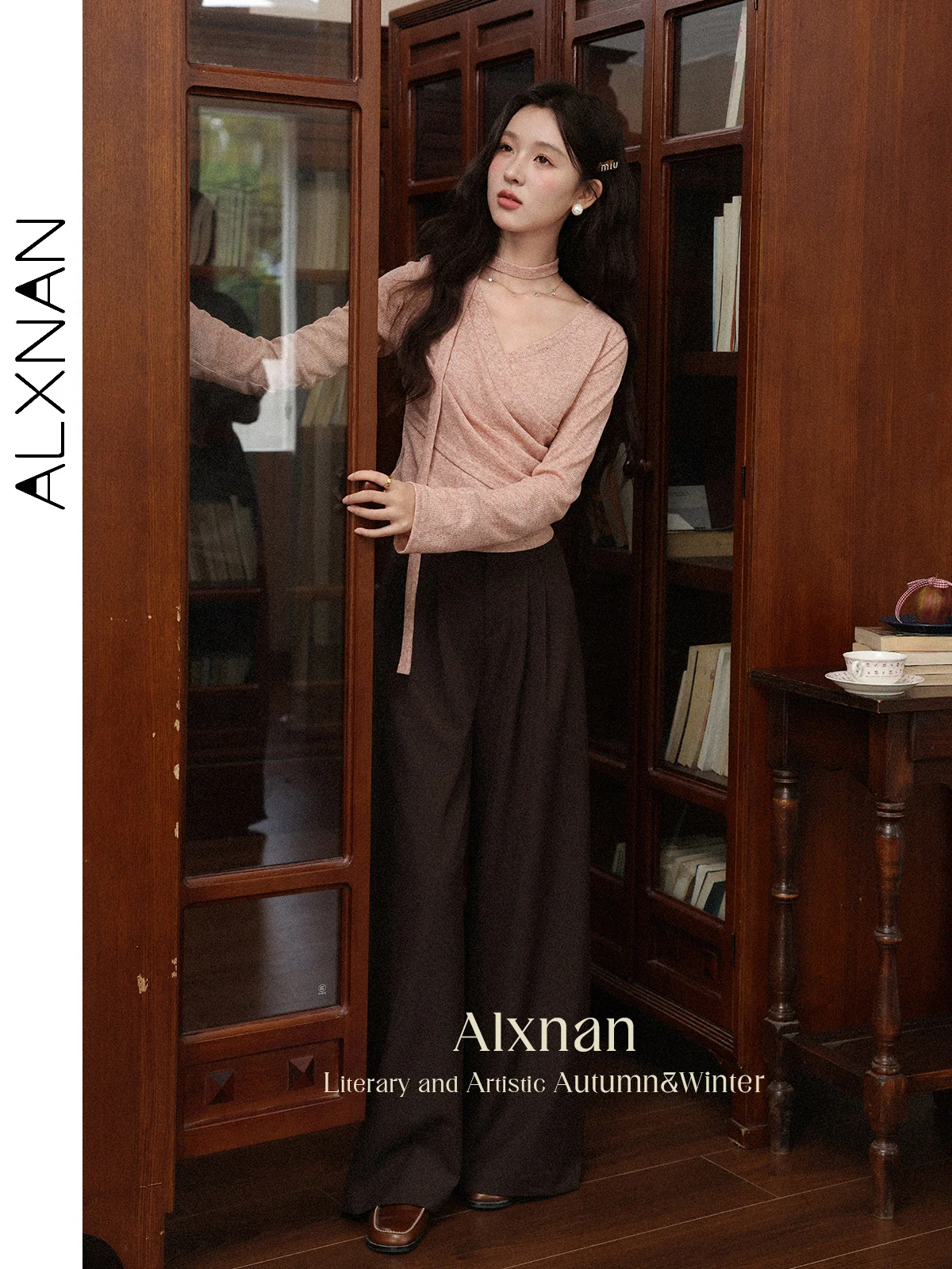 Alxnan женские брюки коричневые - Фотография_2
