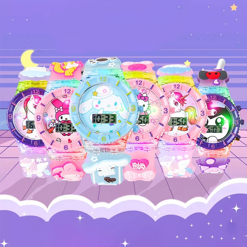 Новые детские часы hello kitty с коробкой kuromi unicorn - Фотография_3