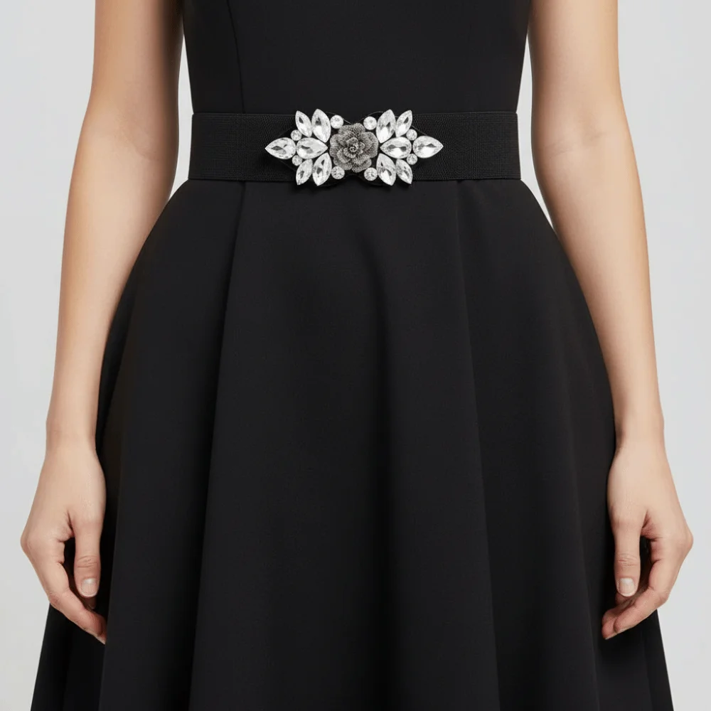 Простой эластичный пояс с цветком розы - Фотография_3