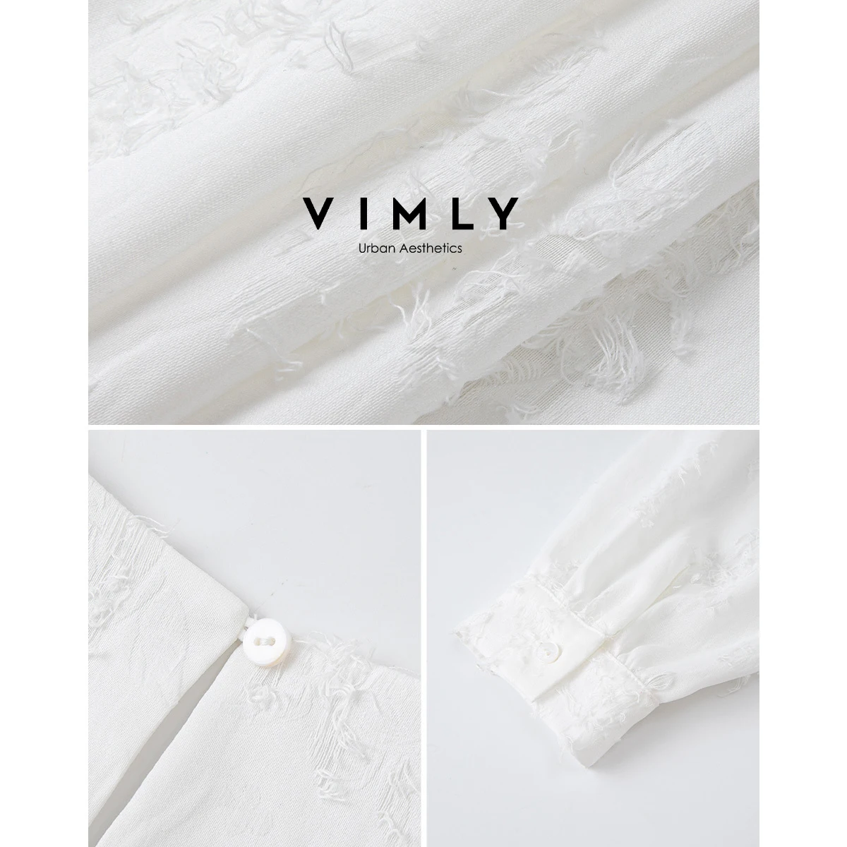 Vimly женская белая блузка с кисточками - Фотография_5