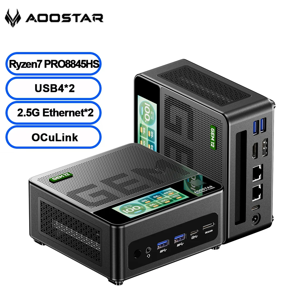 Aoostar gem12+ мини пк amd ryzen 7 pro 8845hs 5