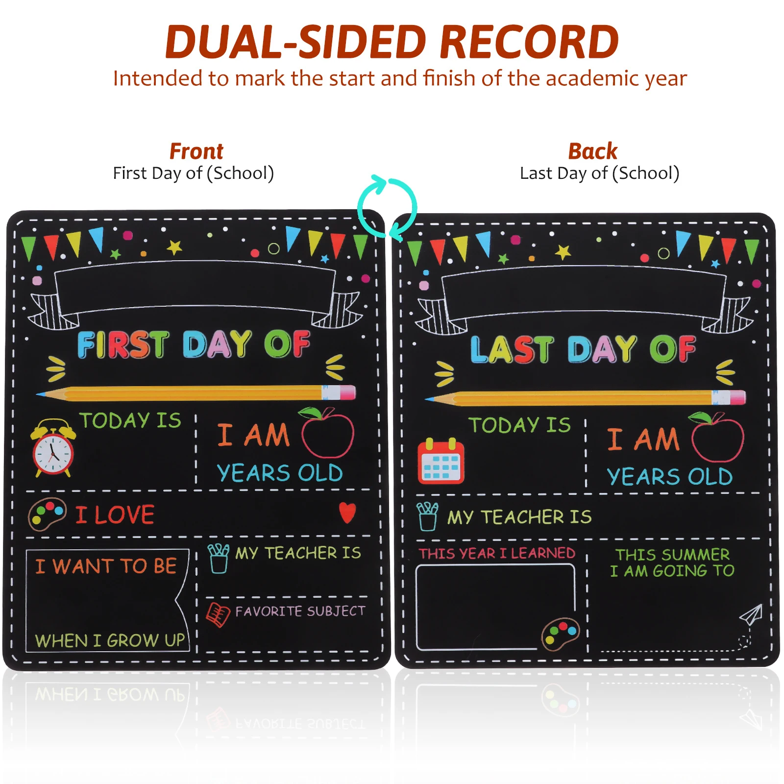 Двусторонняя деревянная вывеска на классе «снова в школу» - Фотография_2