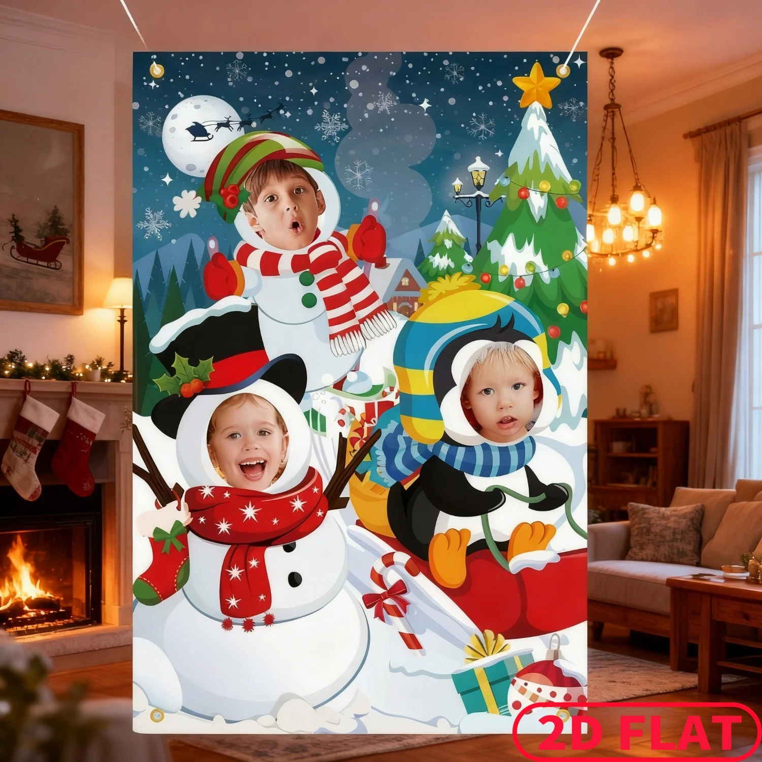 Баннер для вечеринки в виде снеговика и пингвина - Фотография_3