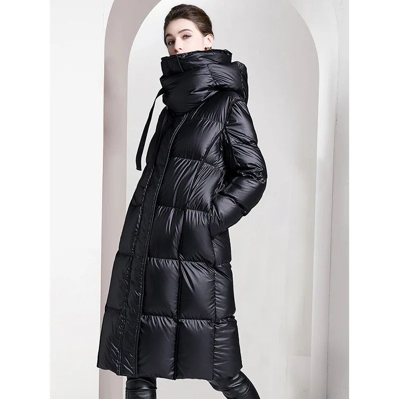 Трендовое зимнее женское холодное пальто на белом утином пуху - Фотография_4