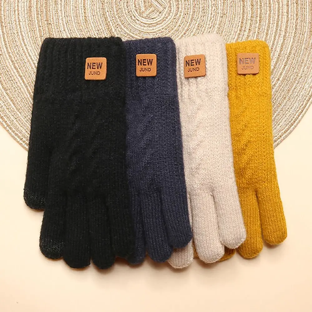 Модные утолщенные плюшевые вязаные перчатки - Фотография_2