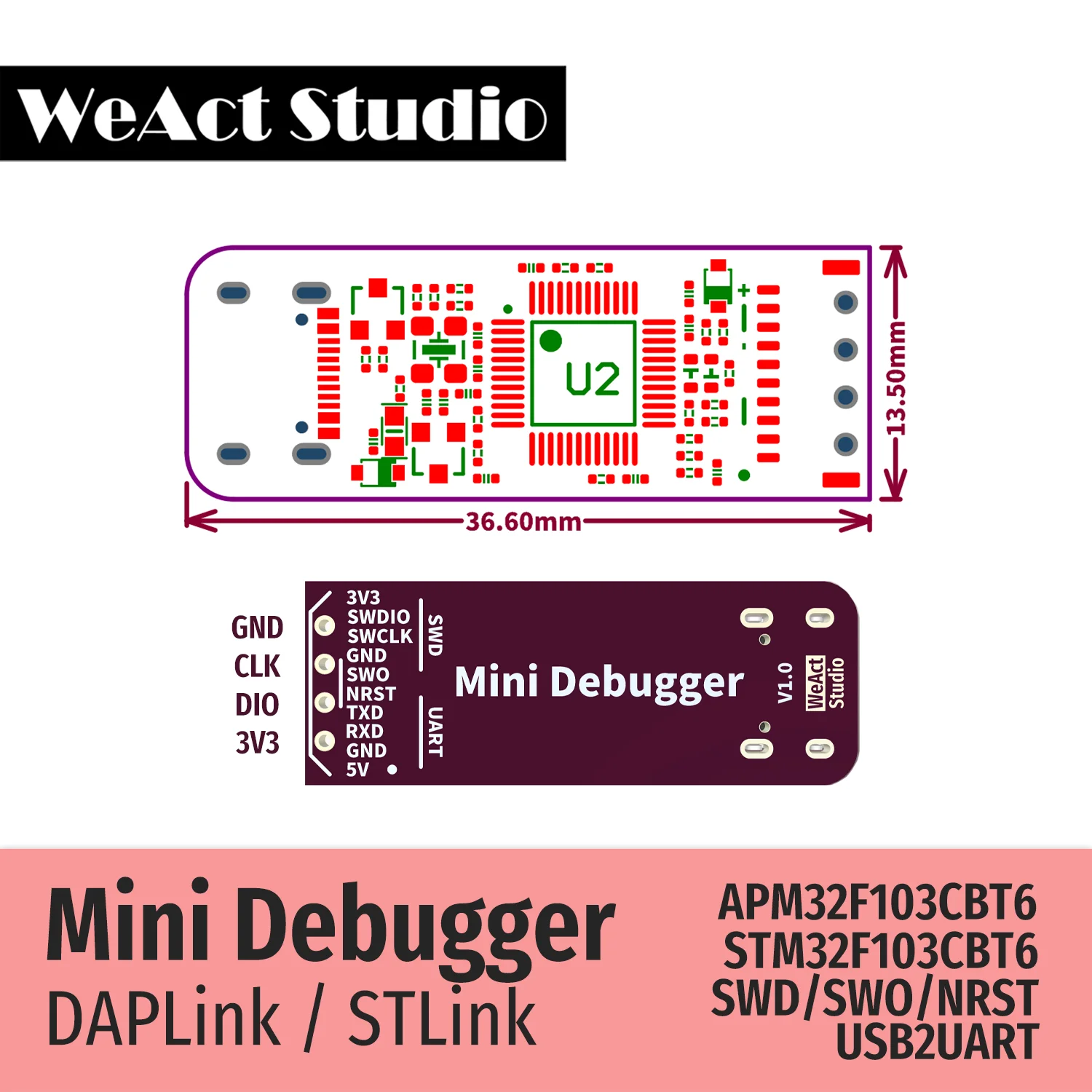 Мини-отладчик weact daplink stlink v2 - Фотография_5