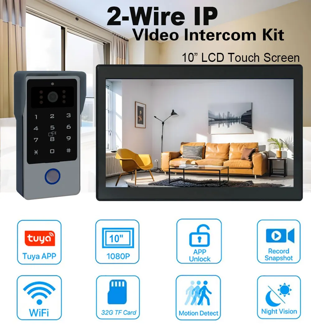 2-проводной tuya wi-fi 1080p видеодомофон - Фотография_5