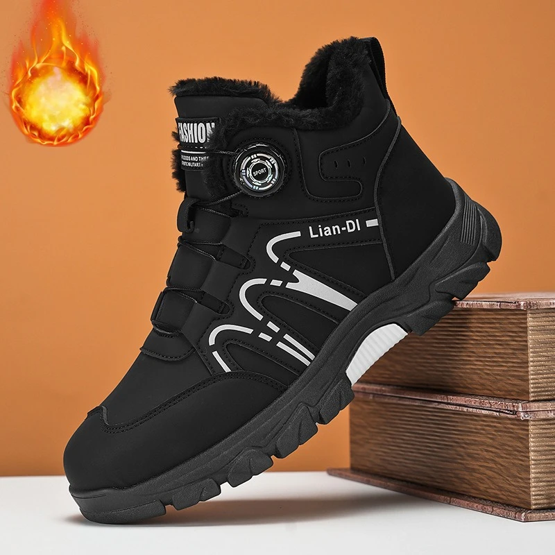 Модные плюшевые мужские высокие ботинки - Фотография_2