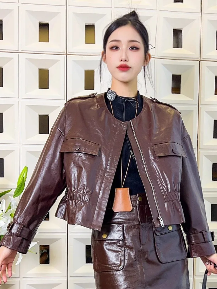 Модная женская куртка на молнии с круглым вырезом - Фотография_4