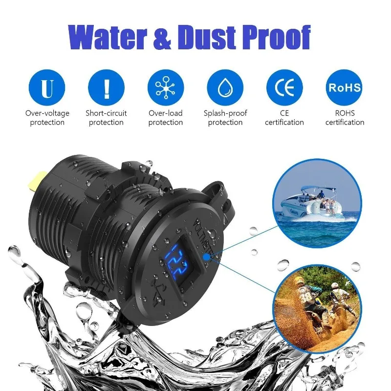 Новое алюминиевое автомобильное зарядное устройство с цифровым дисплеем - Фотография_3