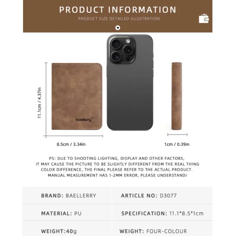 Мужской кошелек, тонкий кожаный - Фотография_3