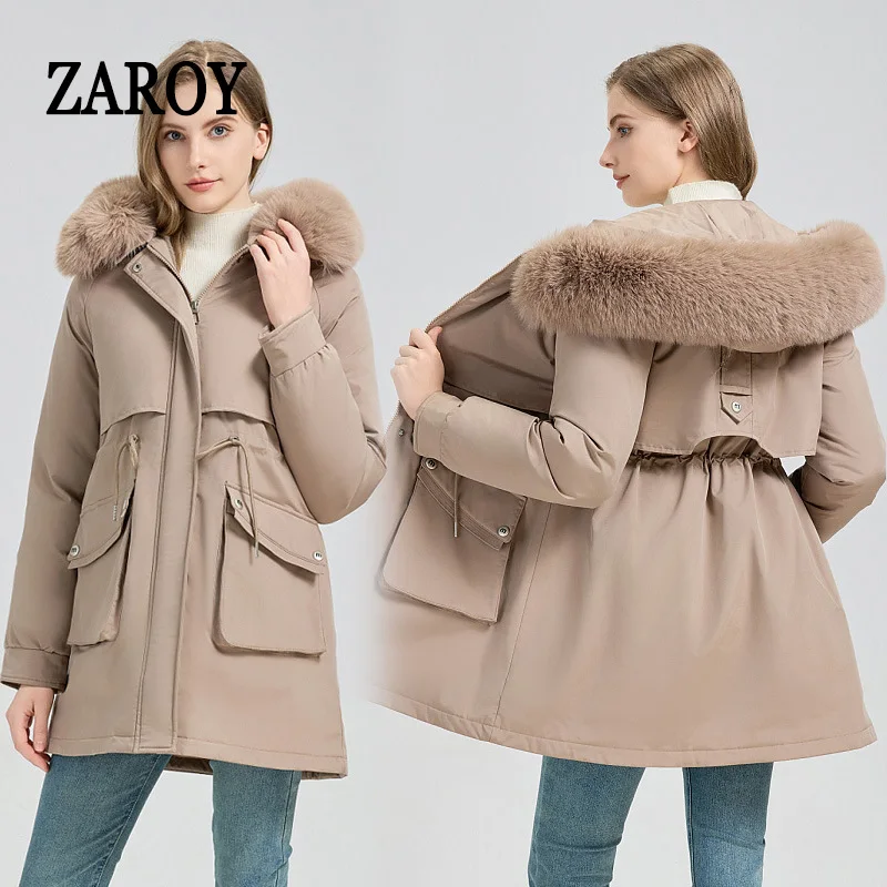Zaroy меховые куртки с капюшоном и шнурком