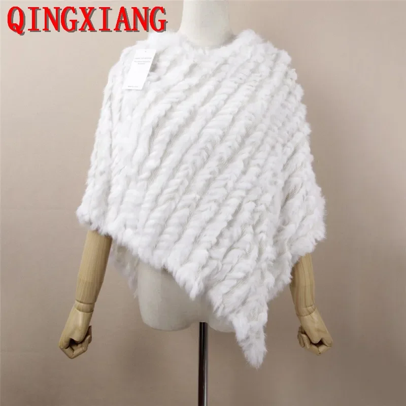 23-цветное женское пончо из натурального кроличьего меха